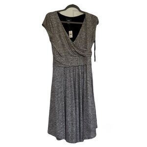 Maeve Anthropologie Tamera Surplice Metallic Silver Mini Dress. Edgy. Whimsygoth